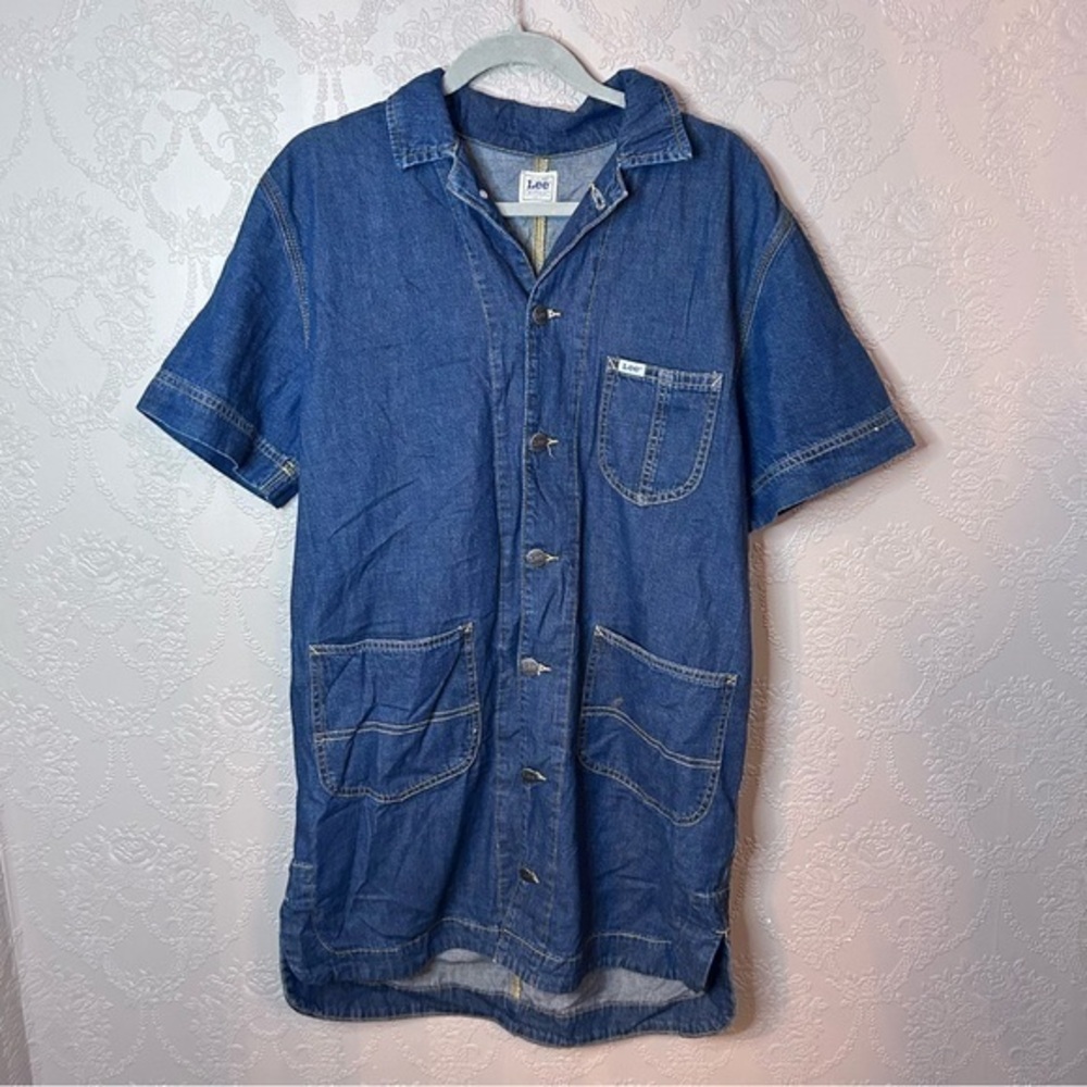Lee Denim Dress Heritage Button Front Dark Wash S